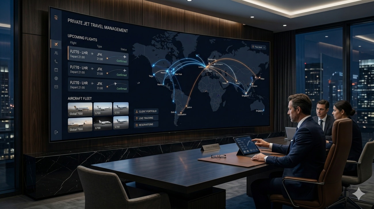 luxury travel booking platform dashboard with global itinerary management
